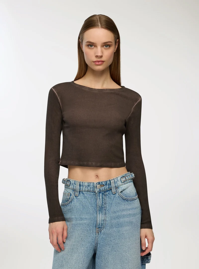 T-shirt crop sfumata