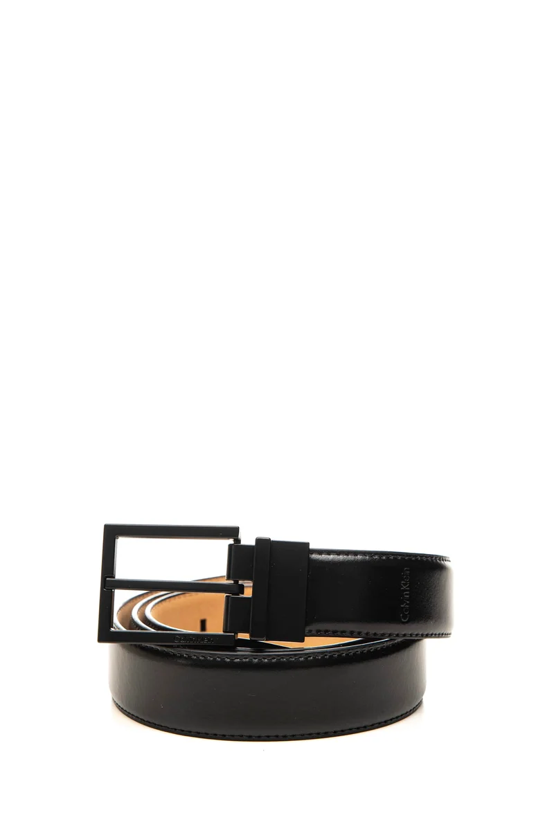 Cinta Calvin Klein Ck Square Buckle 32 Da Uomo Nera In Pelle