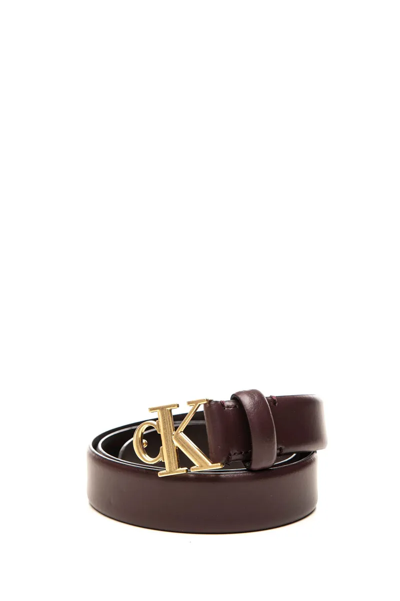 Cinta Calvin Klein Ck Buckle 30 Fixed Da Donna Vinaccia Fibbia Oro In Pelle