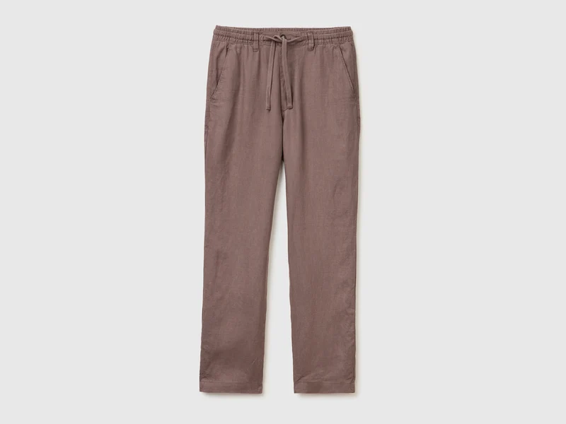 Pantaloni con coulisse in puro lino