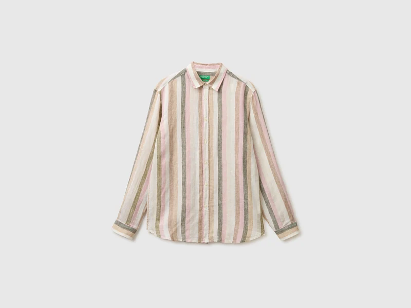 Camicia a righe in puro lino