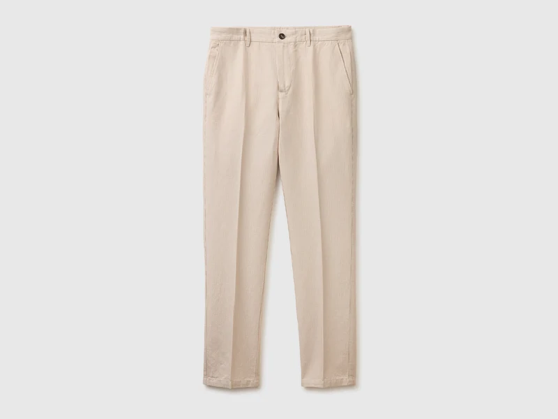 Chino regular fit in misto lino