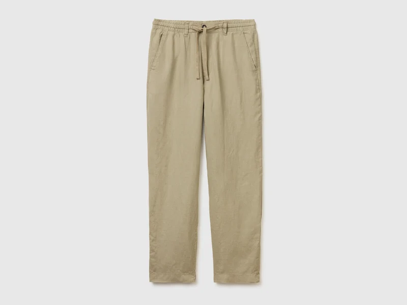 Pantaloni con coulisse in puro lino