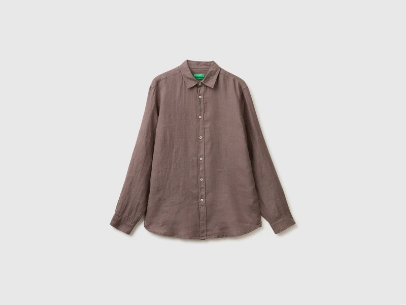 Camicia marrone in puro lino