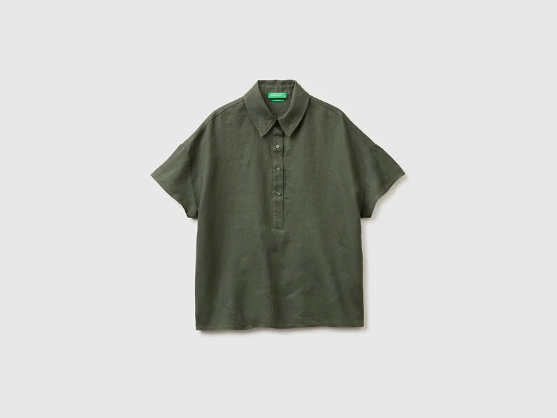Blusa a manica corta 100% lino