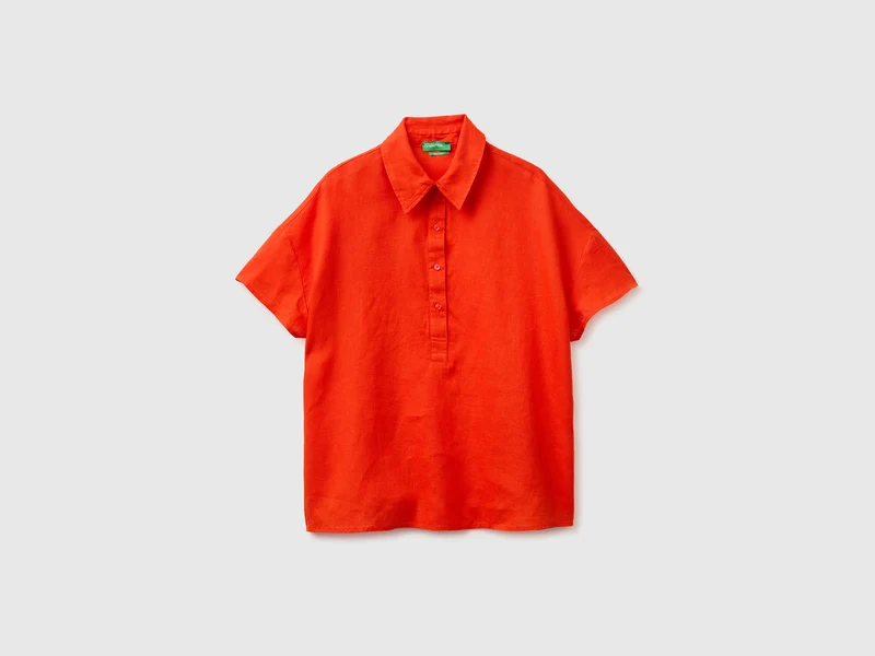 Blusa a manica corta 100% lino