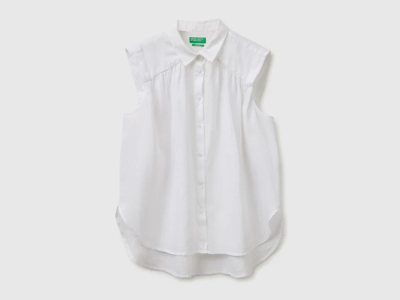Camicetta smanicata 100% lino