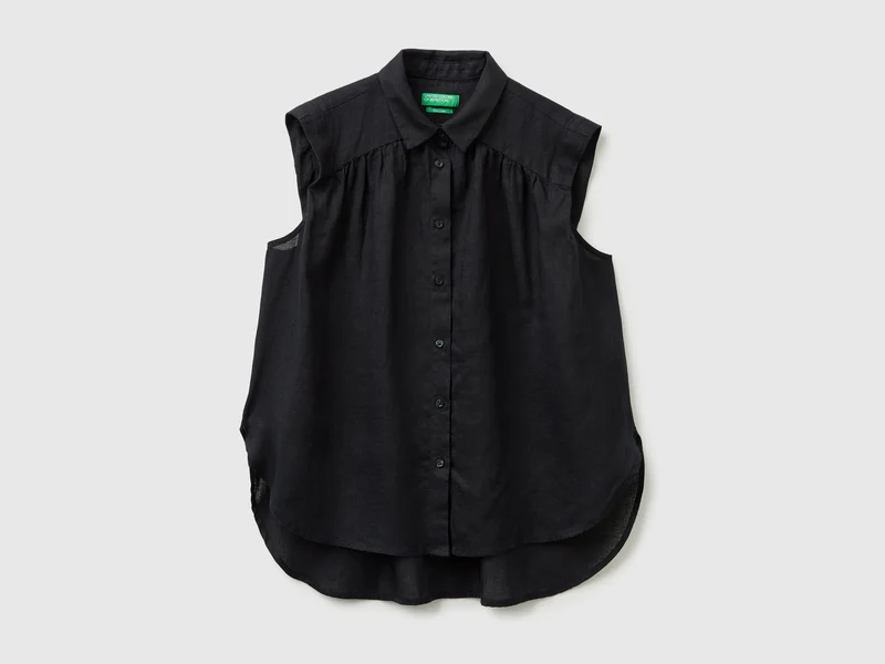 Camicetta smanicata 100% lino