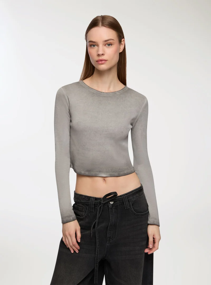 T-shirt crop sfumata