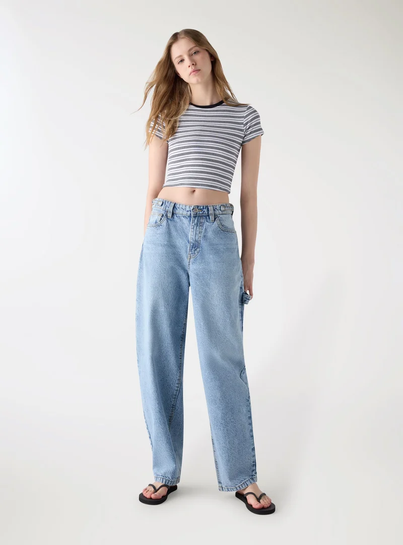 T-shirt crop a righe