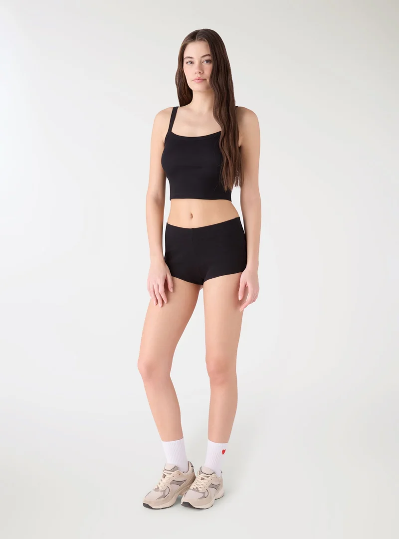 Culotte a costina tinta unita