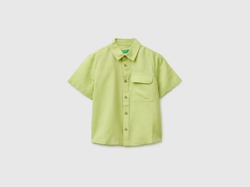Camicia manica corta in misto lino
