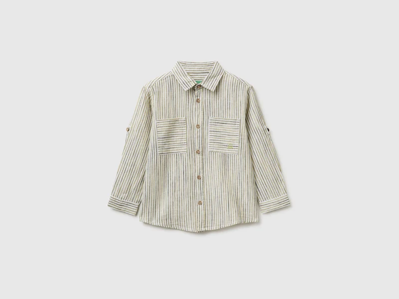 Camicia rigata in misto lino