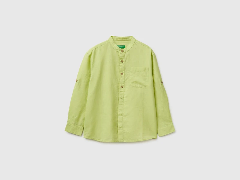 Camicia alla coreana in misto lino