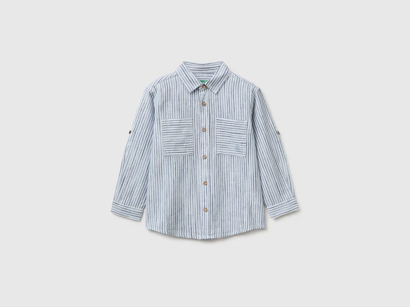 Camicia rigata in misto lino