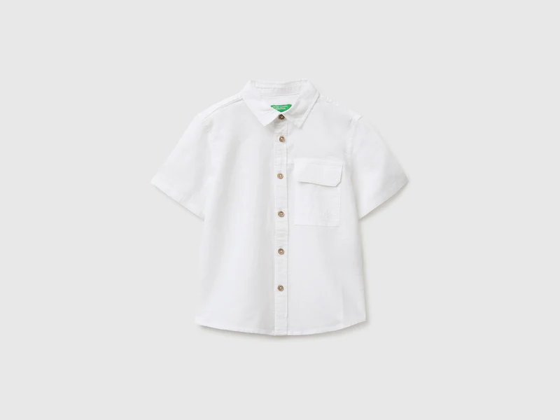 Camicia manica corta in misto lino