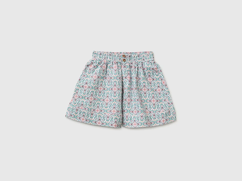 Shorts a fiori in misto lino