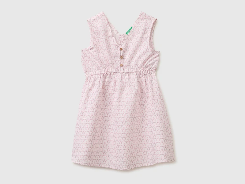 Vestito a fiori in misto lino