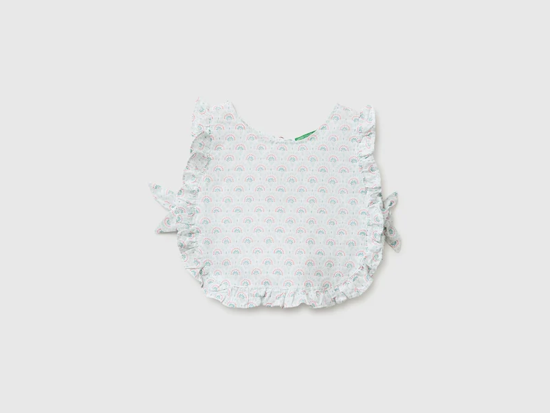 Blusa a fiori in misto lino