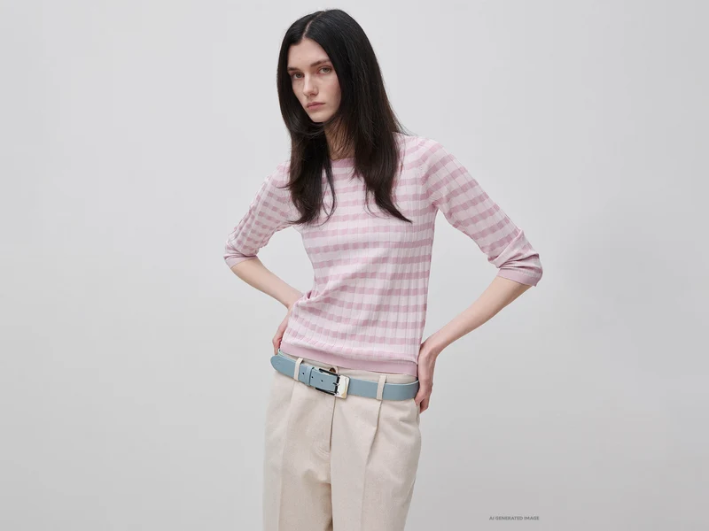 Maglia slim fit a righe