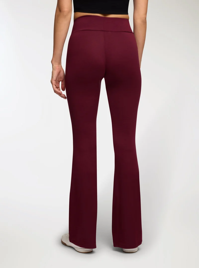 Leggings a zampa tinta unita tessuto caldo