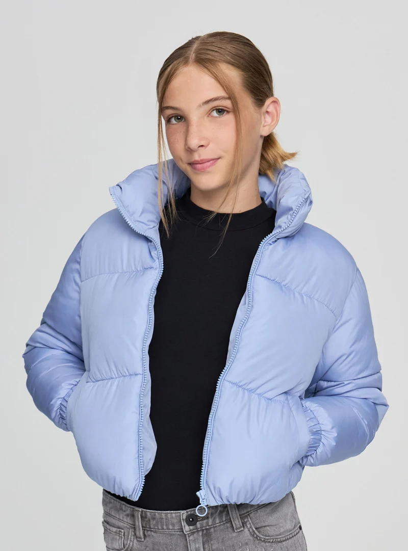 Giubbotto imbottito crop con collo alto senza cappuccio
