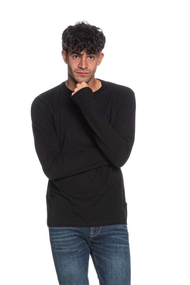 T Shirt Replay Classic Ls Tee Da Uomo Nera