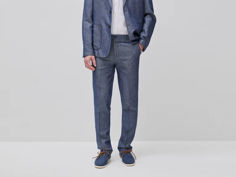 Chino regular fit in misto lino