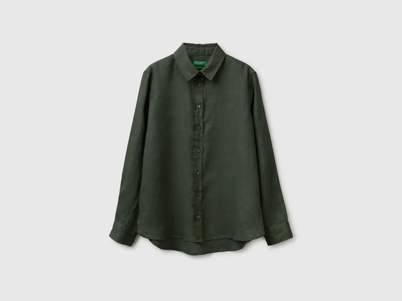 Camicia regular fit in puro lino