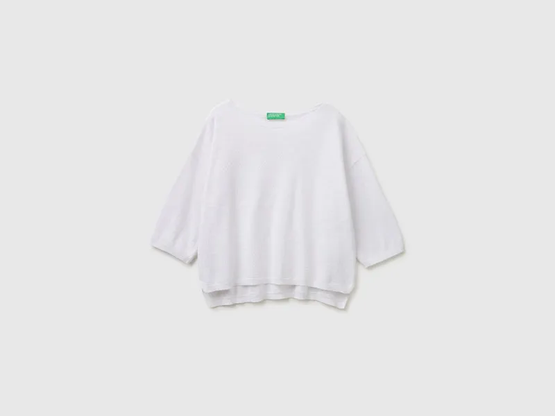 Maglia boxy fit in misto lino