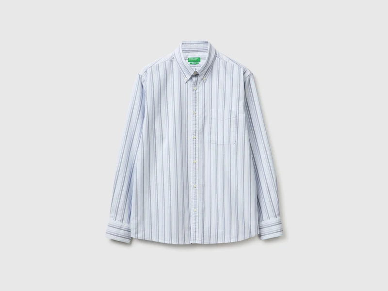 Camicia azzurra a righe button down
