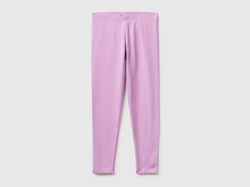 Leggings in cotone stretch con logo
