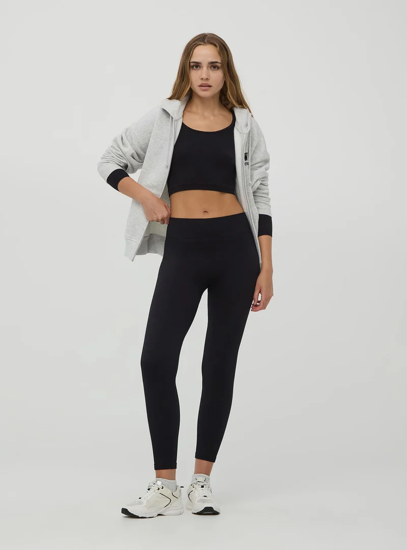 Leggings seamless a vita alta a costine