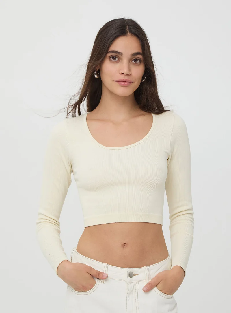 T-shirt crop a costine seamless