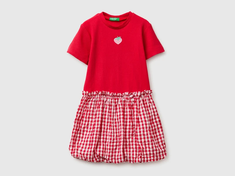 Vestito con gonna a quadretti vichy