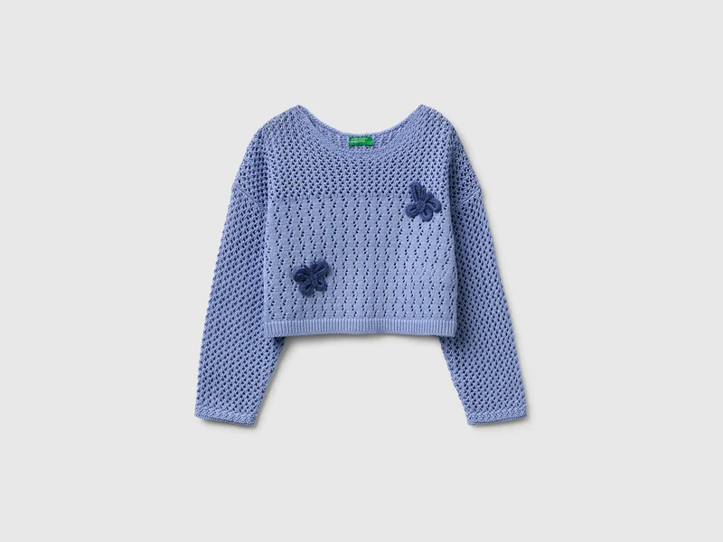 Maglia traforata con farfalline