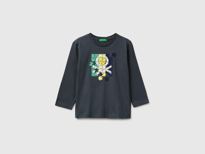 T-shirt con stampa logo in cotone bio