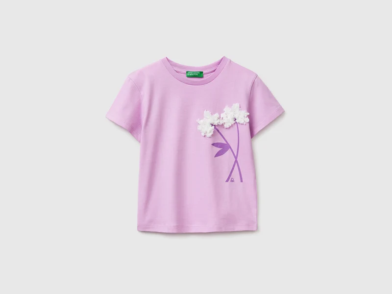 T-shirt con stampa e ricamo