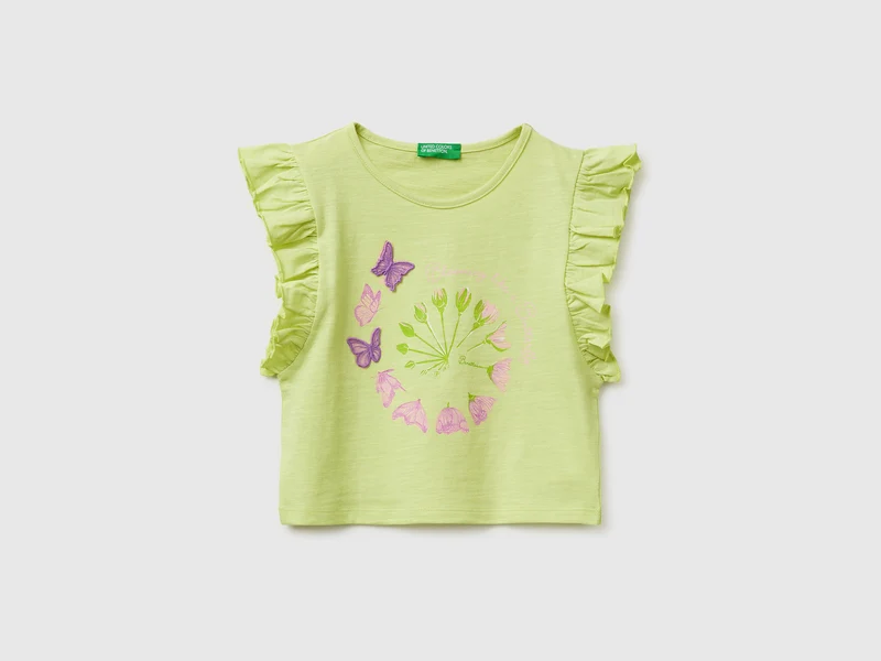 T-shirt cropped con stampa e ricamo