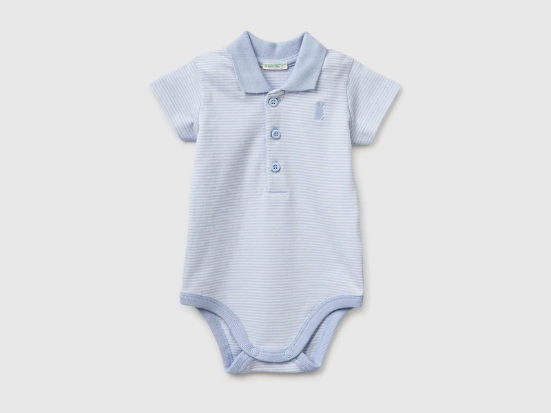 Body a polo in cotone elasticizzato