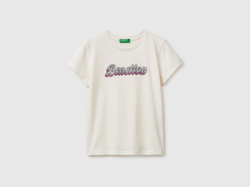 T-shirt con stampa glitter