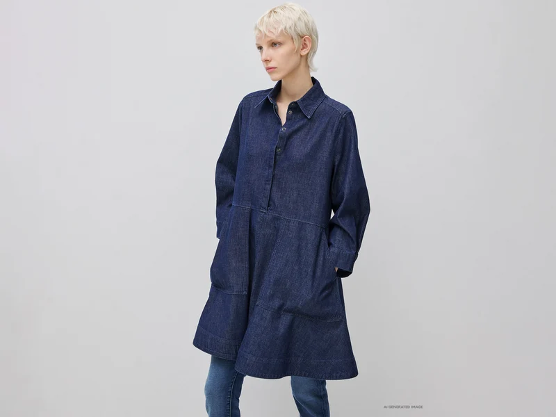 Vestito corto in chambray