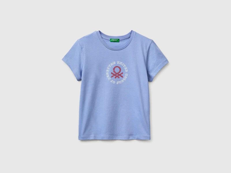 T-shirt con stampa glitter