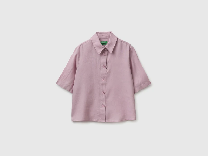 Camicia corta in puro lino