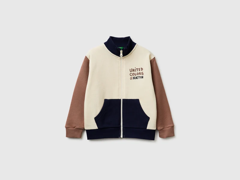 Felpa con zip in cotone bio