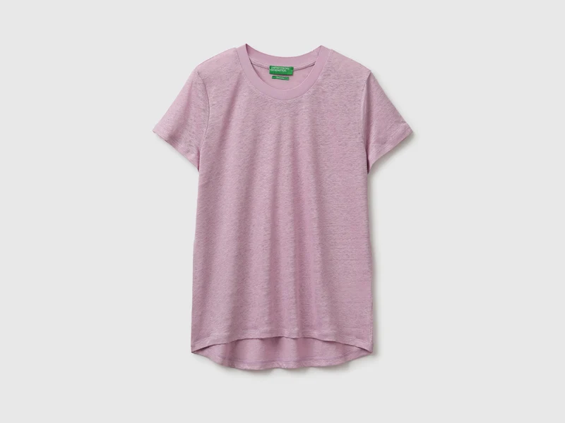 T-shirt girocollo in puro lino