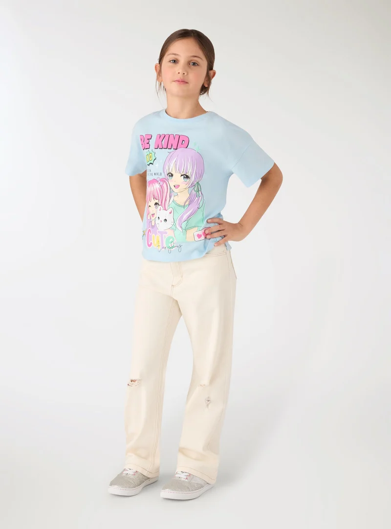 T-shirt con stampa manga