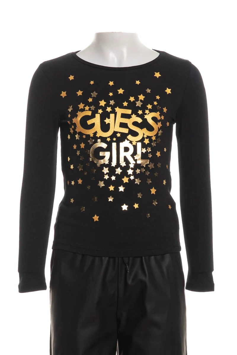 T-Shirt Guess Shiny Ptd Girl K Da Bambina Nera