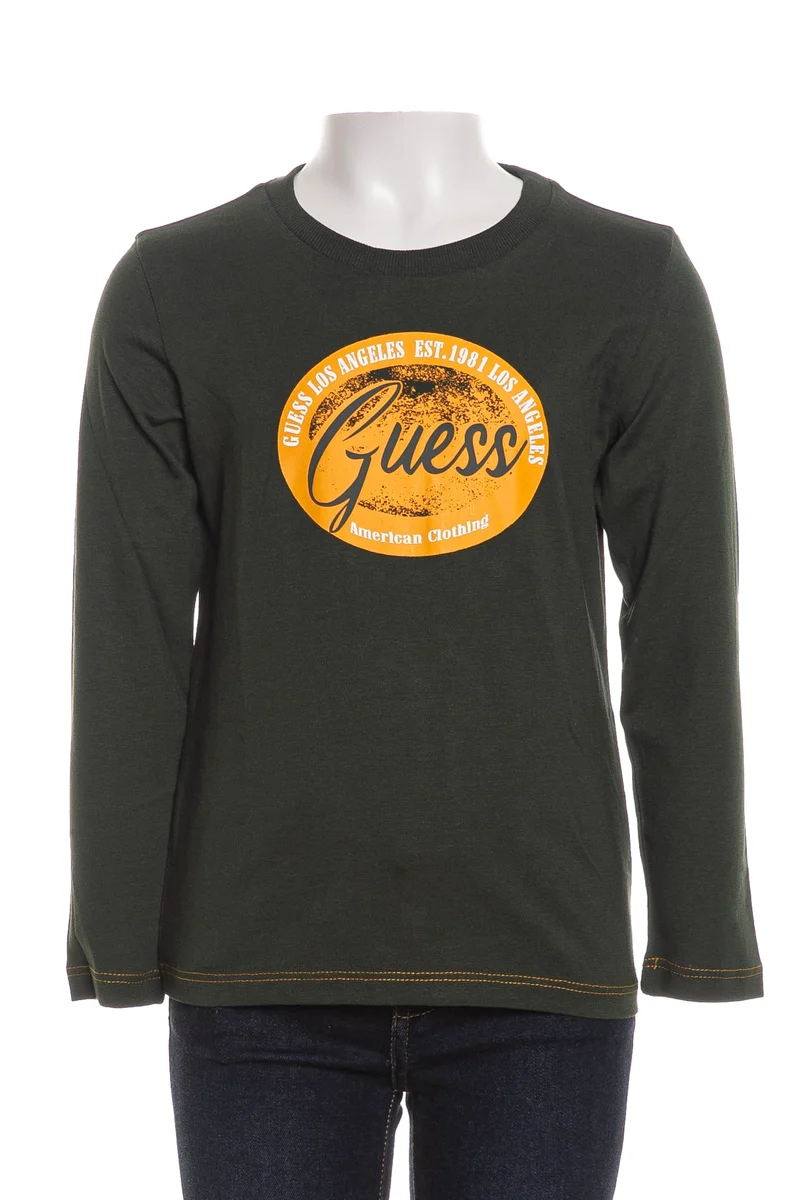 T-Shirt Guess Grunge American Lg Da Bambino Verde Bosco