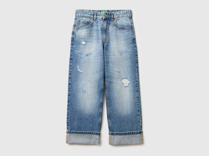 Jeans straight con risvolto